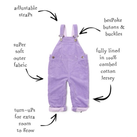 Dotty Dungarees 4 / 5 Lilac Corduroy Overalls - Picture 4 of 11